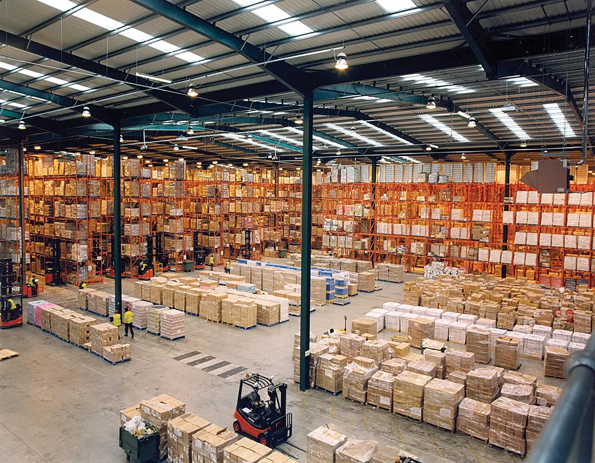 Pallet racks inside a warehouse